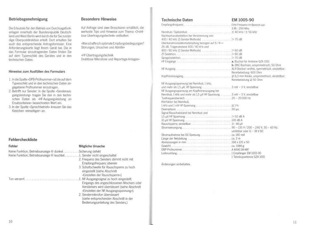 Sennheiser EM 1005-90 manual 