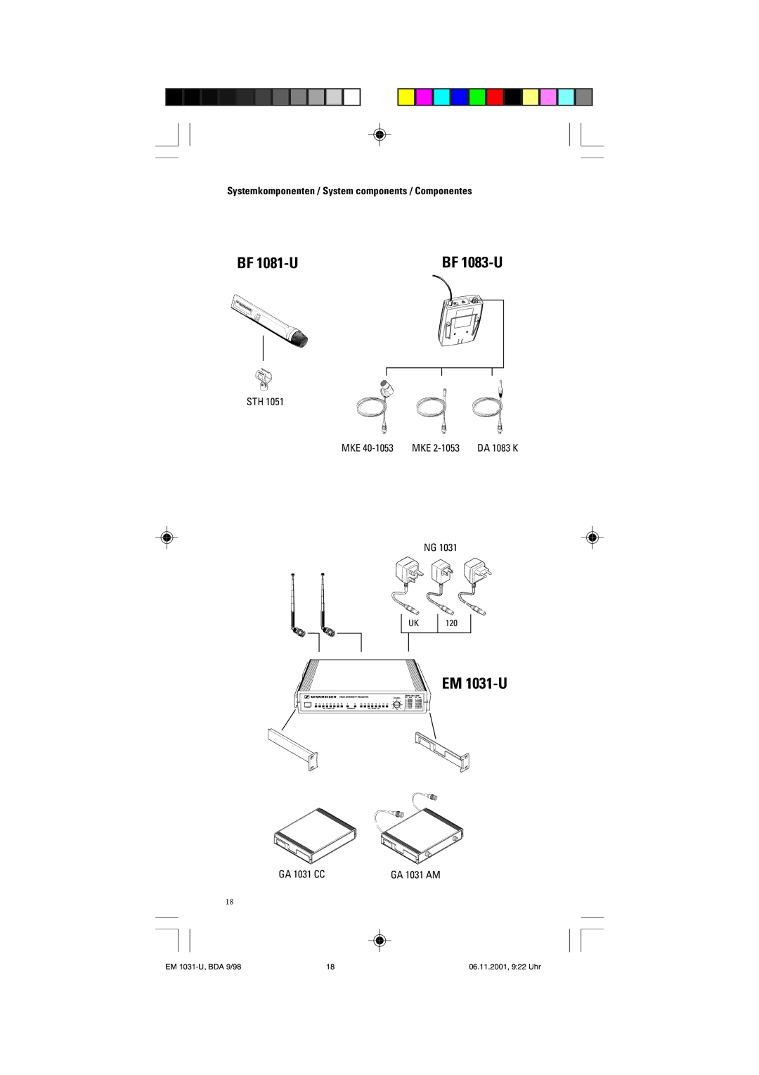 Sennheiser EM 1031-U manual Systemkomponenten / System components / Componentes 