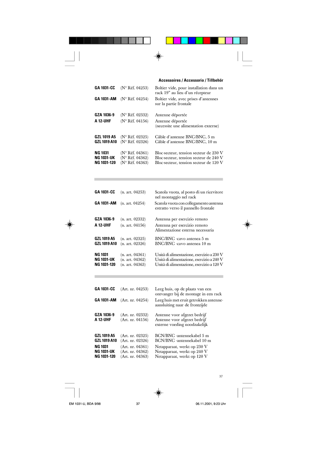 Sennheiser EM 1031-U manual Réf 