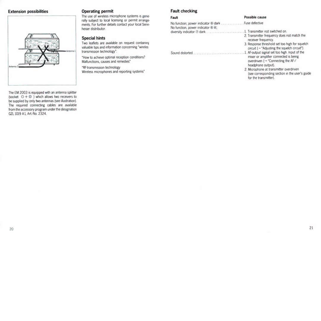 Sennheiser em 2003-9 manual 