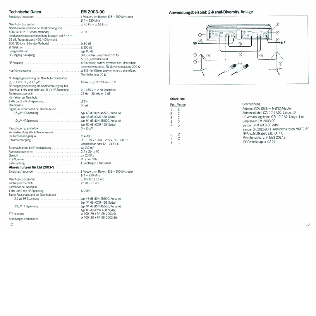 Sennheiser em 2003-9 manual 