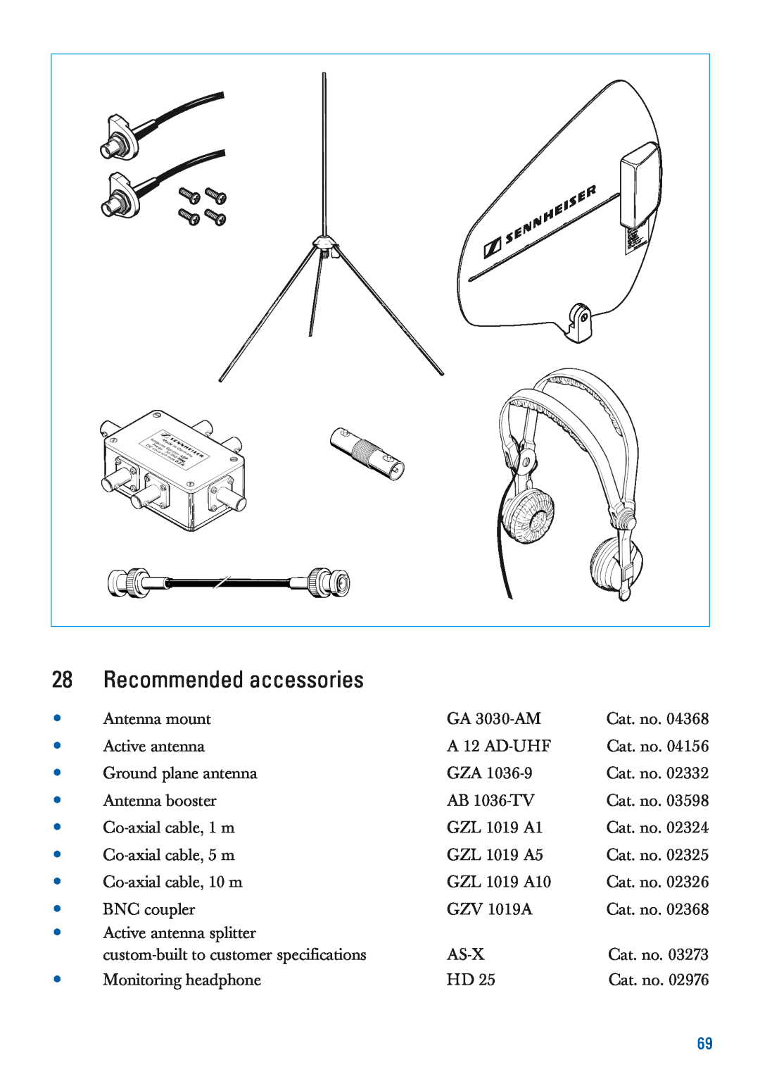 Sennheiser EM 3532-U manual Recommended accessories 