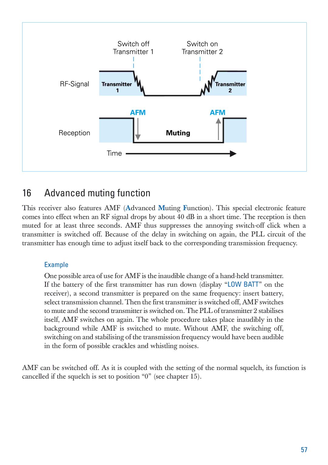 Sennheiser EM 3532-U manual Advanced muting function, Example 