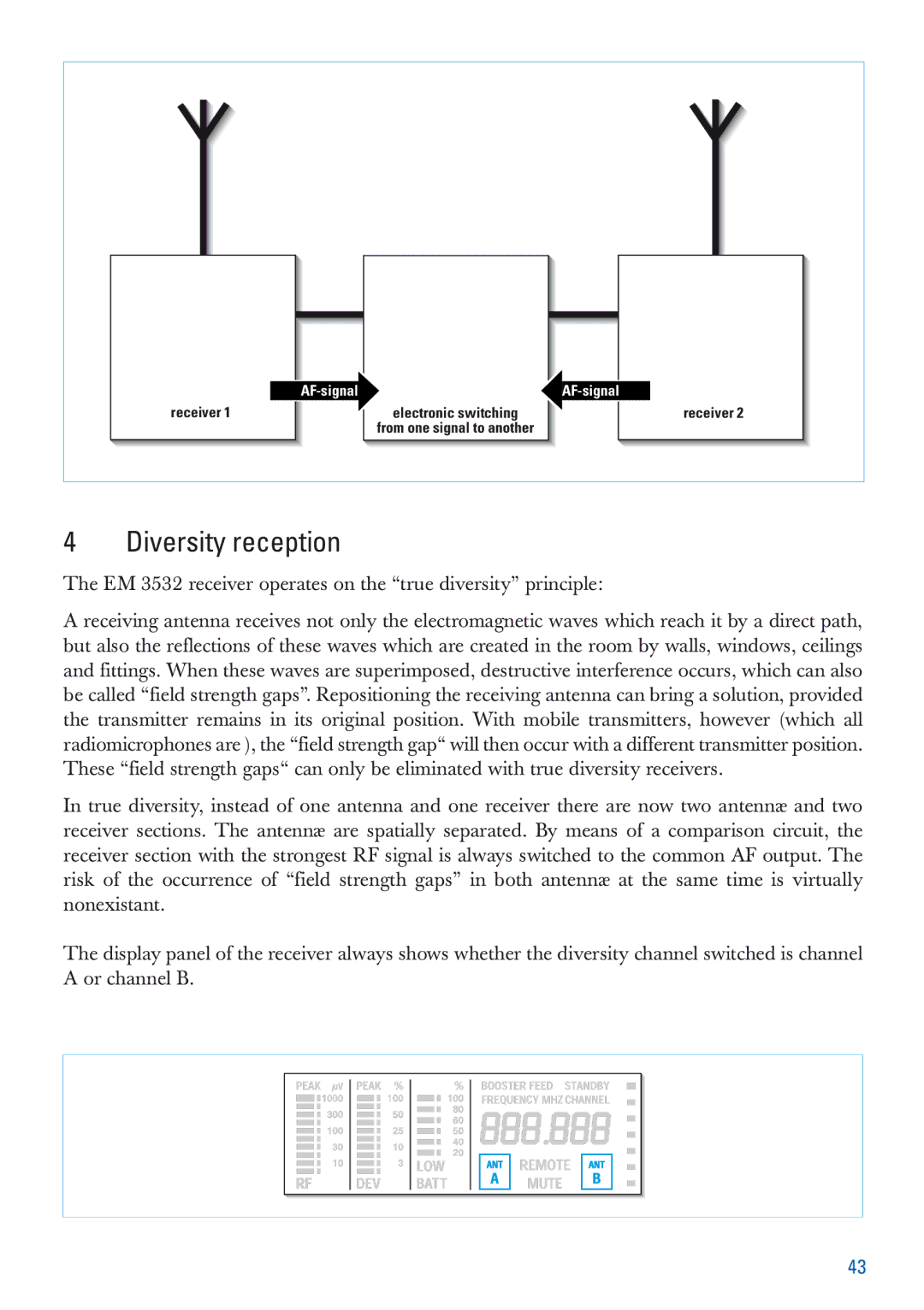 Sennheiser EM 3532-U manual Diversity reception 