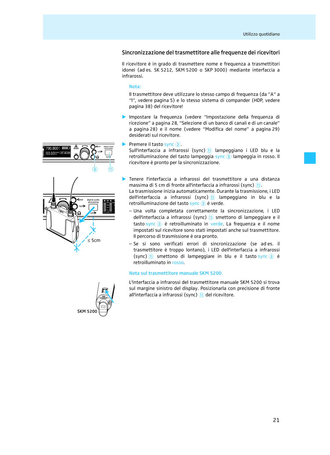 Sennheiser EM 3732 Nota sul trasmettitore manuale SKM 