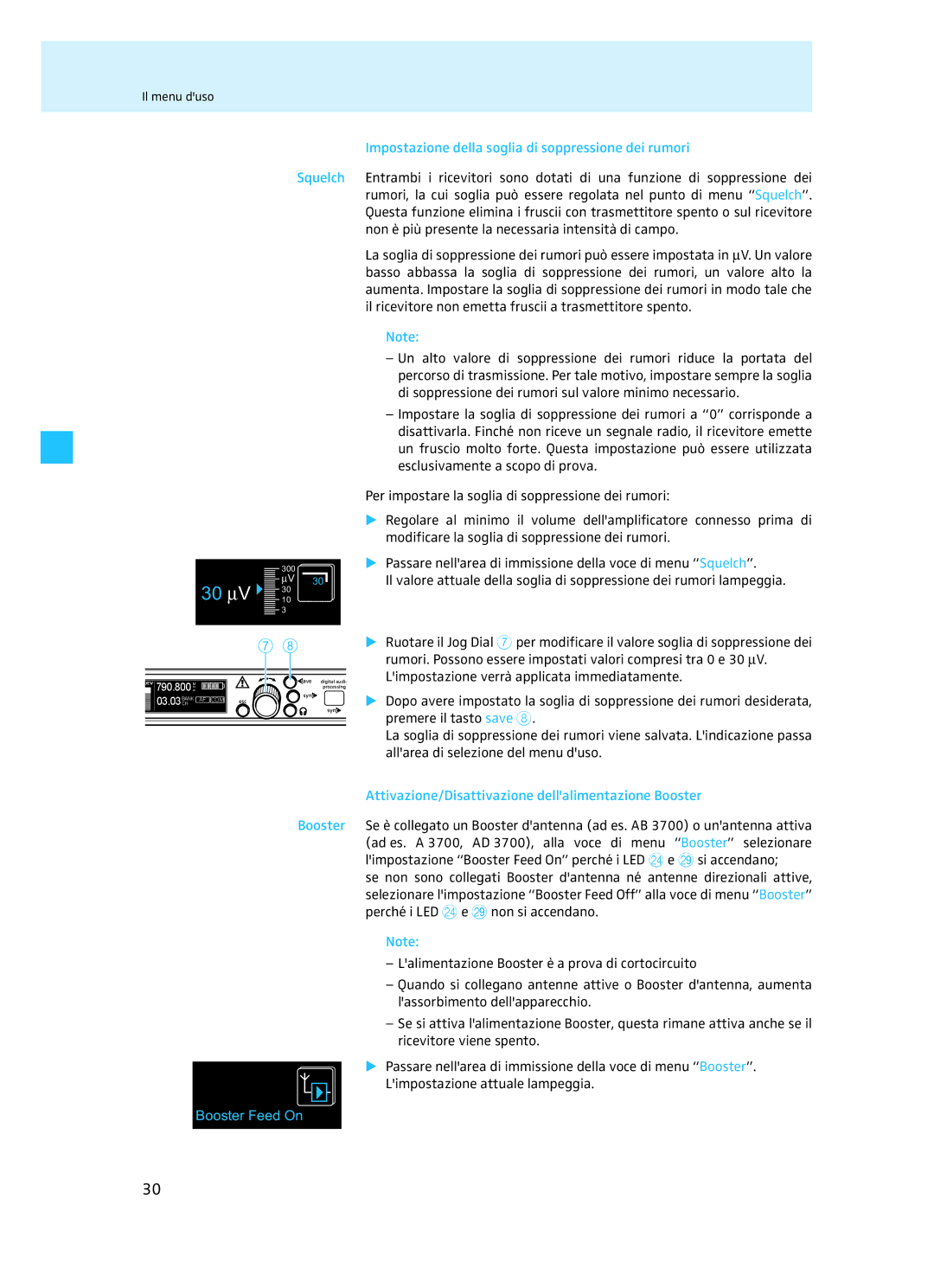 Sennheiser EM 3732 manual Impostazione della soglia di soppressione dei rumori 