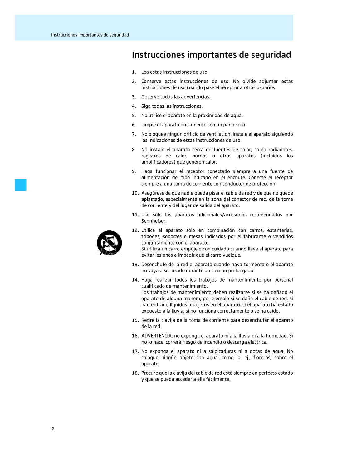 Sennheiser EM 3732 manual Instrucciones importantes de seguridad 