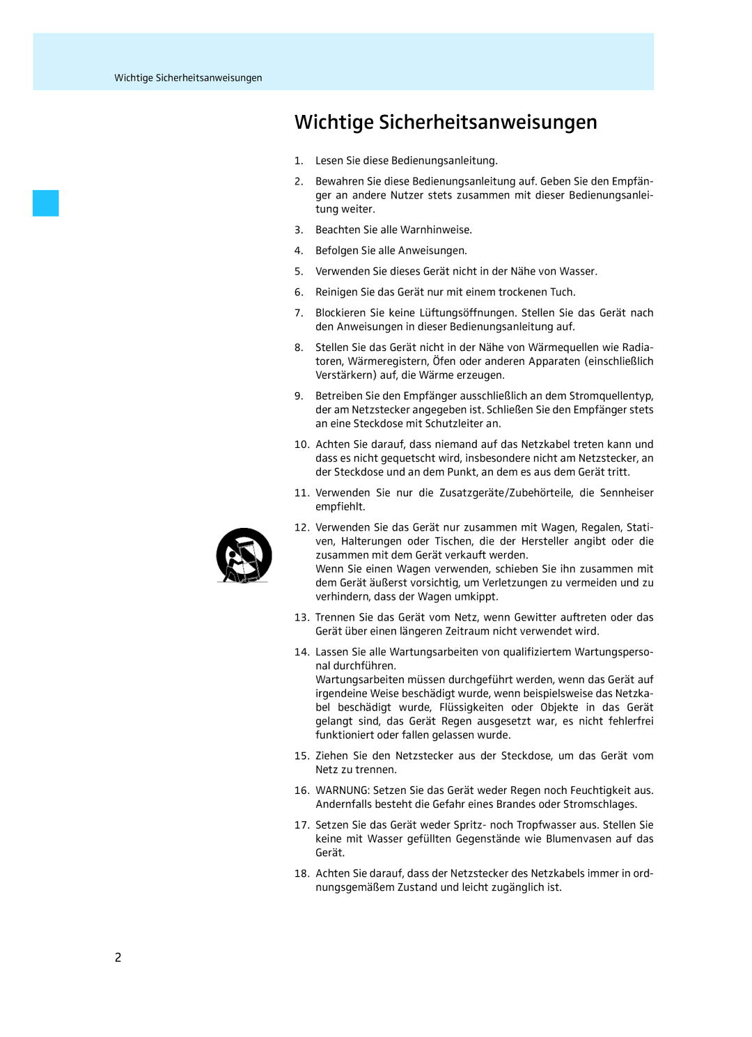 Sennheiser EM 3732 manual Wichtige Sicherheitsanweisungen 