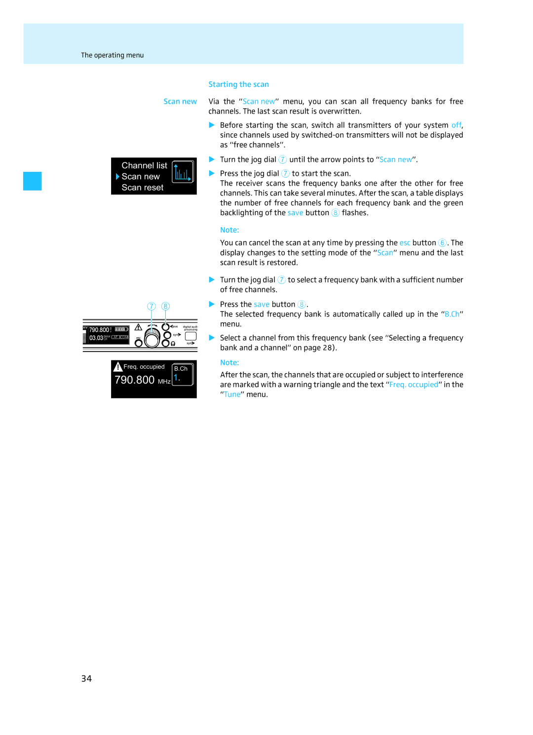 Sennheiser EM 3732 manual Scan new, Starting the scan 