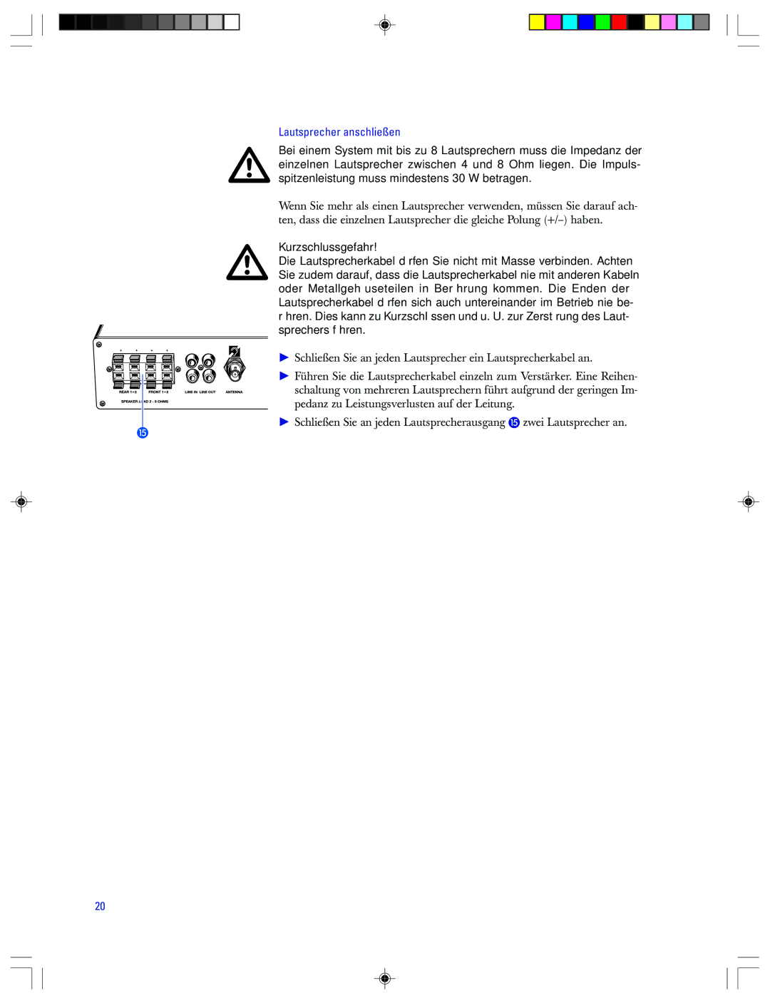 Sennheiser EMP 2015 manual Lautsprecher anschließen 