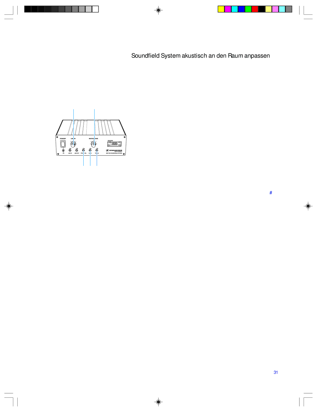 Sennheiser EMP 2015 manual Soundfield System akustisch an den Raum anpassen 