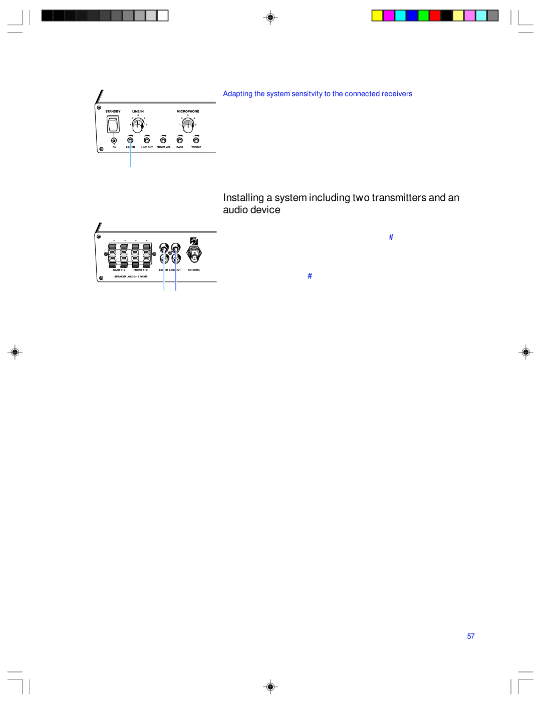 Sennheiser EMP 2015 manual Adapting the system sensitvity to the connected receivers 