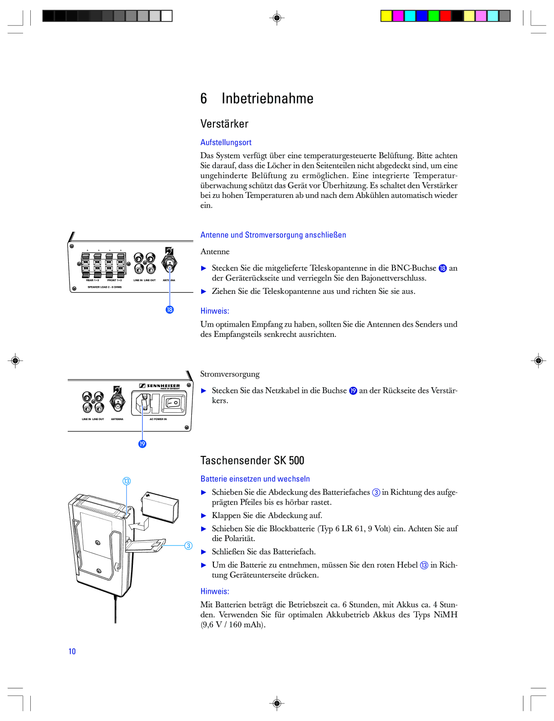 Sennheiser EMP 2015 manual Inbetriebnahme, Verstärker 