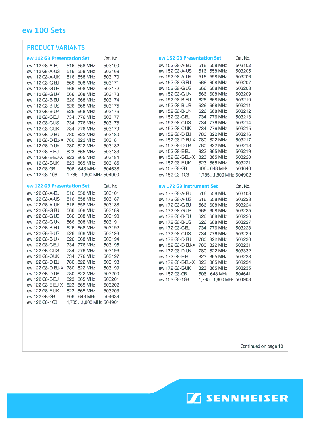 Sennheiser ew 112 G3, ew 152 G3, ew 135/145/165 G3 Product Variants, Ew 152 G3 Presentation Set, Ew 172 G3 Instrument Set 