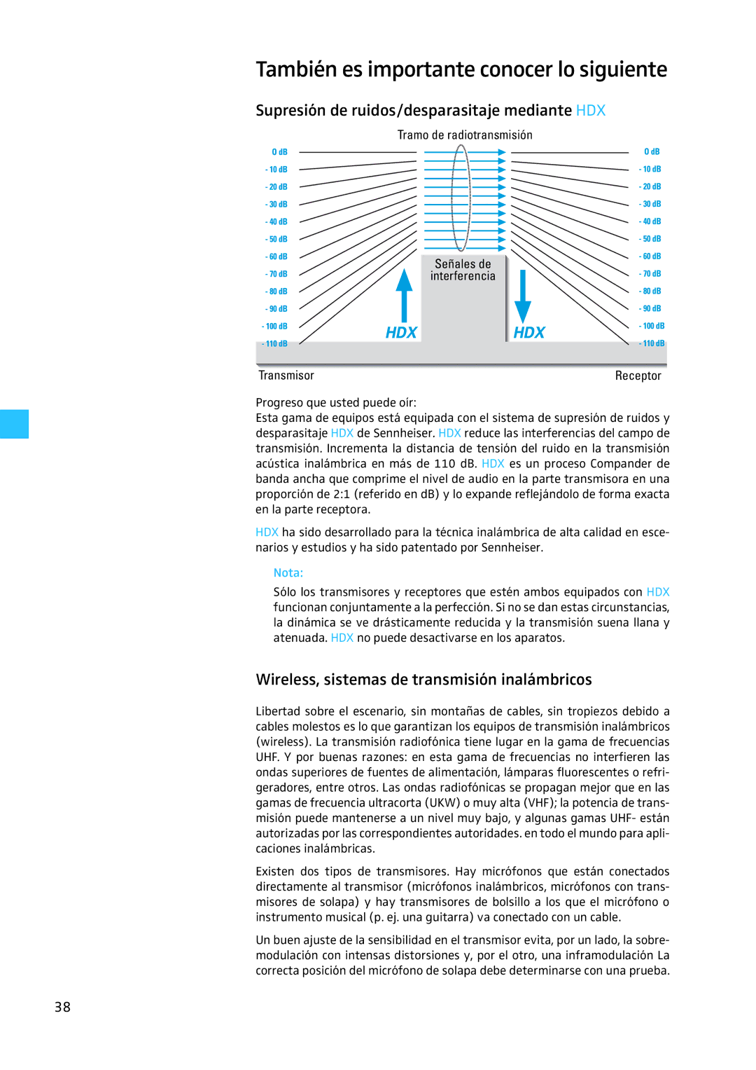 Sennheiser EW 300 G2 manual También es importante conocer lo siguiente, Supresión de ruidos/desparasitaje mediante HDX 