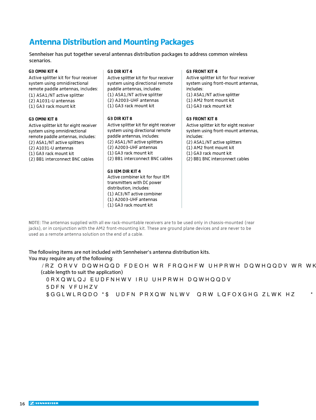 Sennheiser ew 300IEM G3 manual Antenna Distribution and Mounting Packages, G3 Omni KIT 