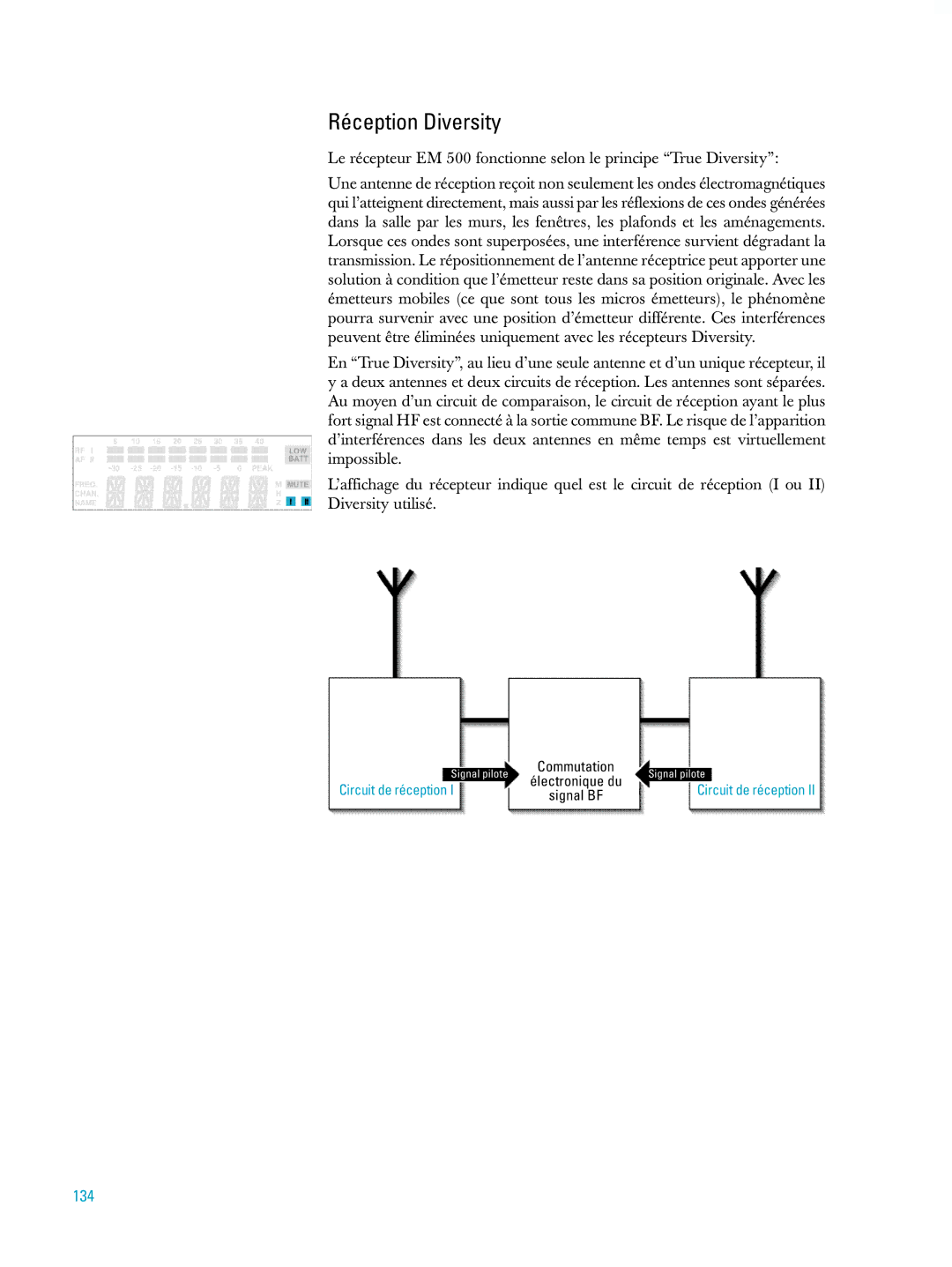 Sennheiser ew500 manual Réception Diversity, 134 