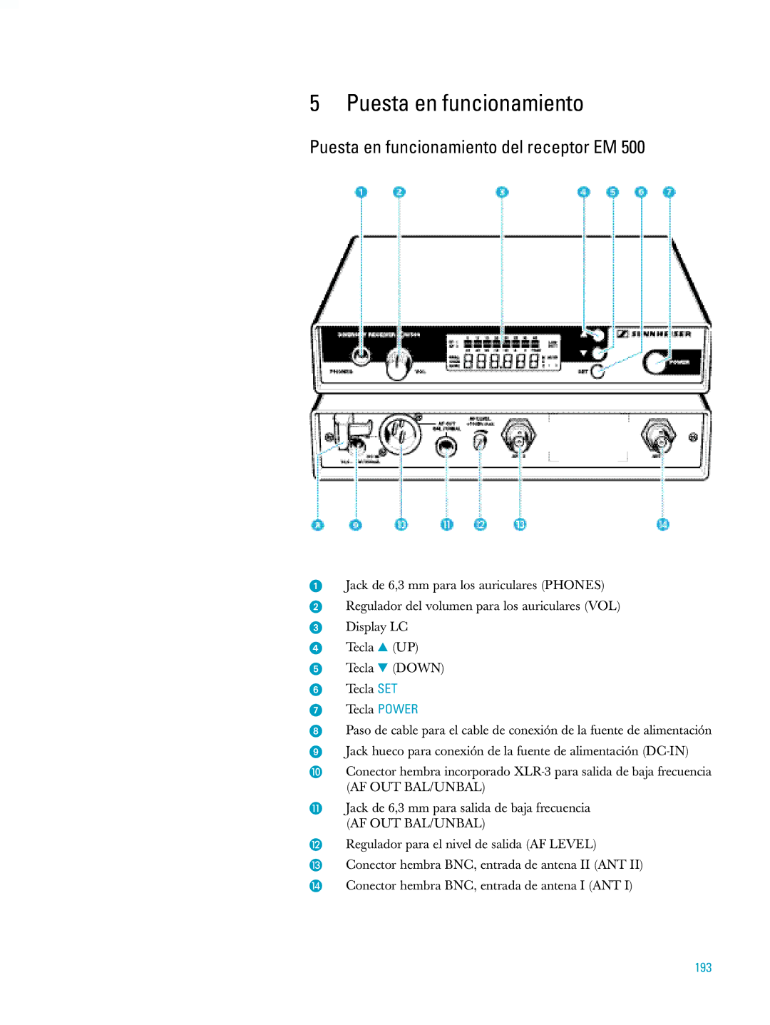 Sennheiser ew500 manual Puesta en funcionamiento del receptor EM, 193 