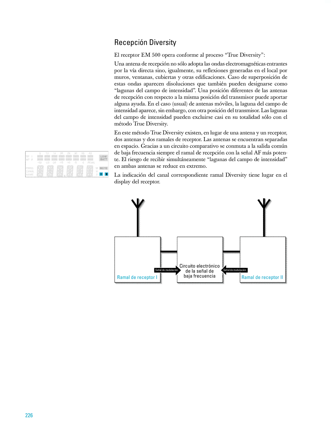 Sennheiser ew500 manual Recepción Diversity, 226 