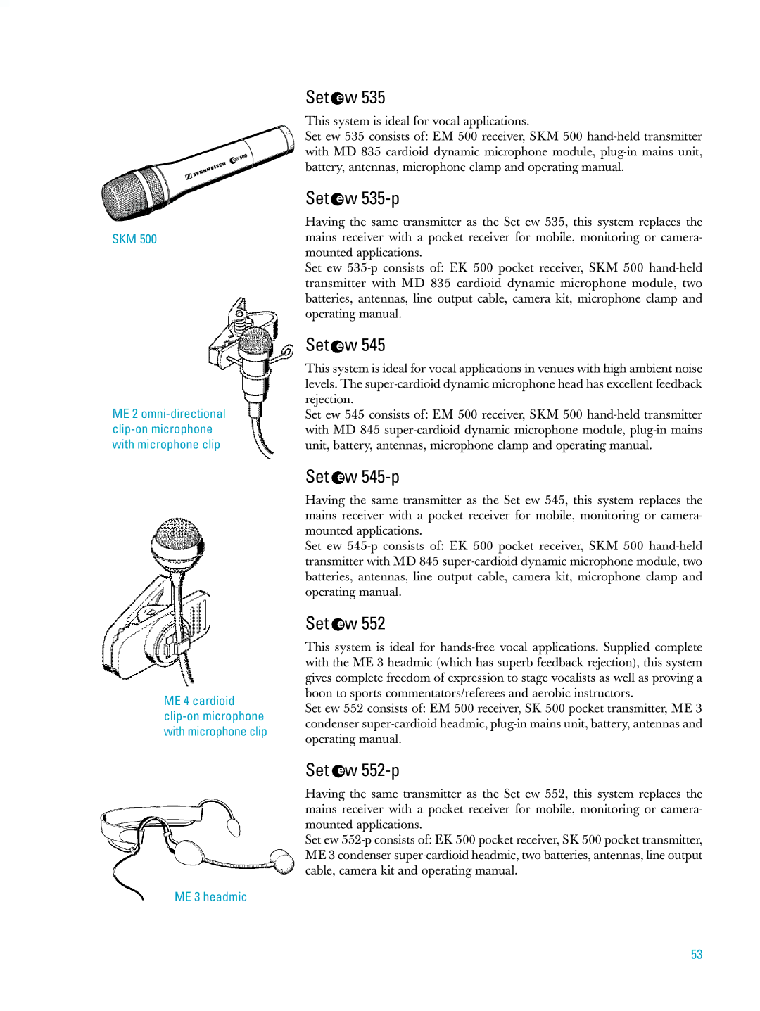 Sennheiser ew500 manual Skm, ME 3 headmic 