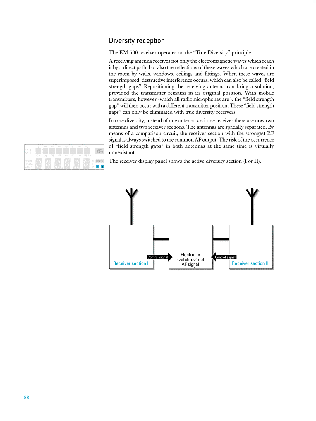 Sennheiser ew500 manual Diversity reception 