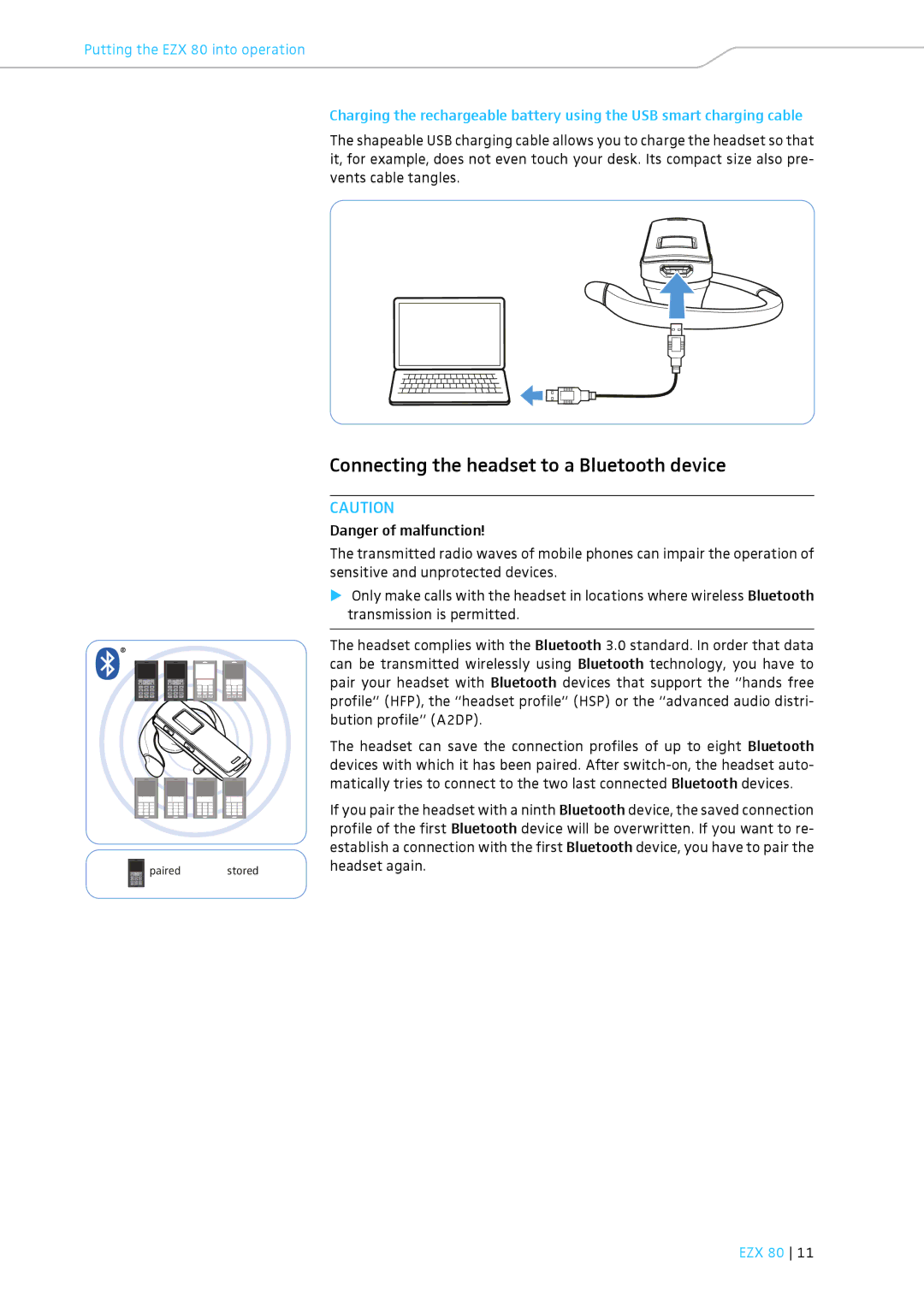 Sennheiser EZX 80 instruction manual Connecting the headset to a Bluetooth device 