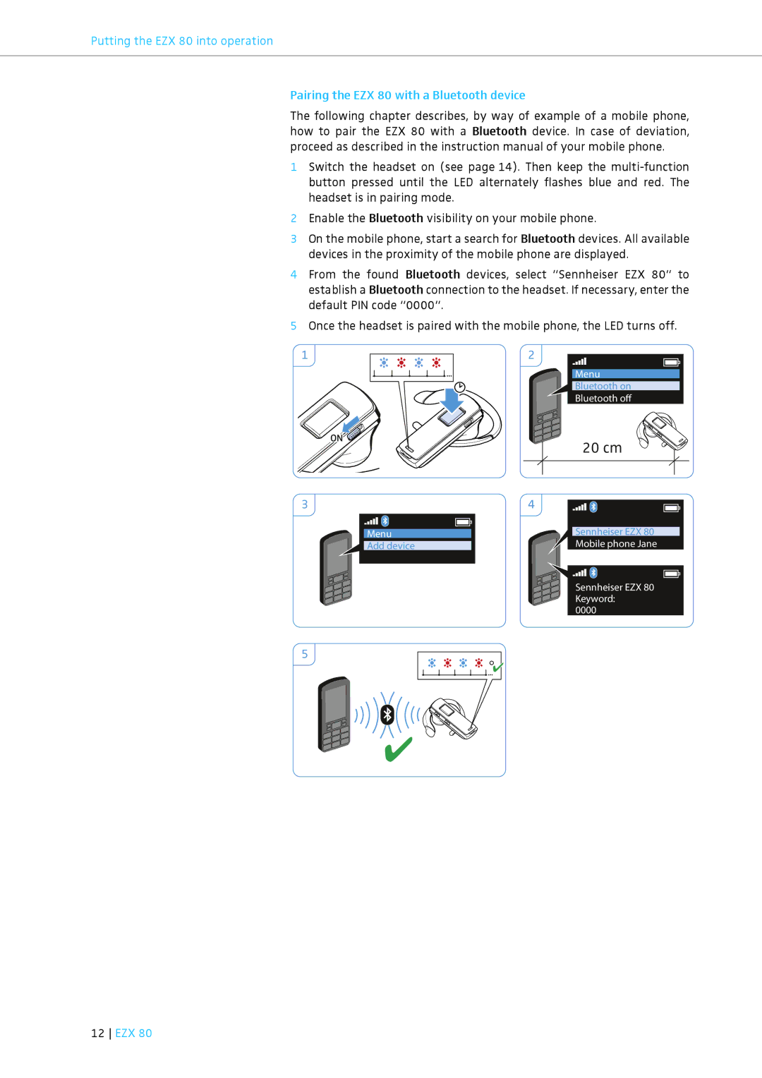 Sennheiser EZX 80 instruction manual 20 cm 