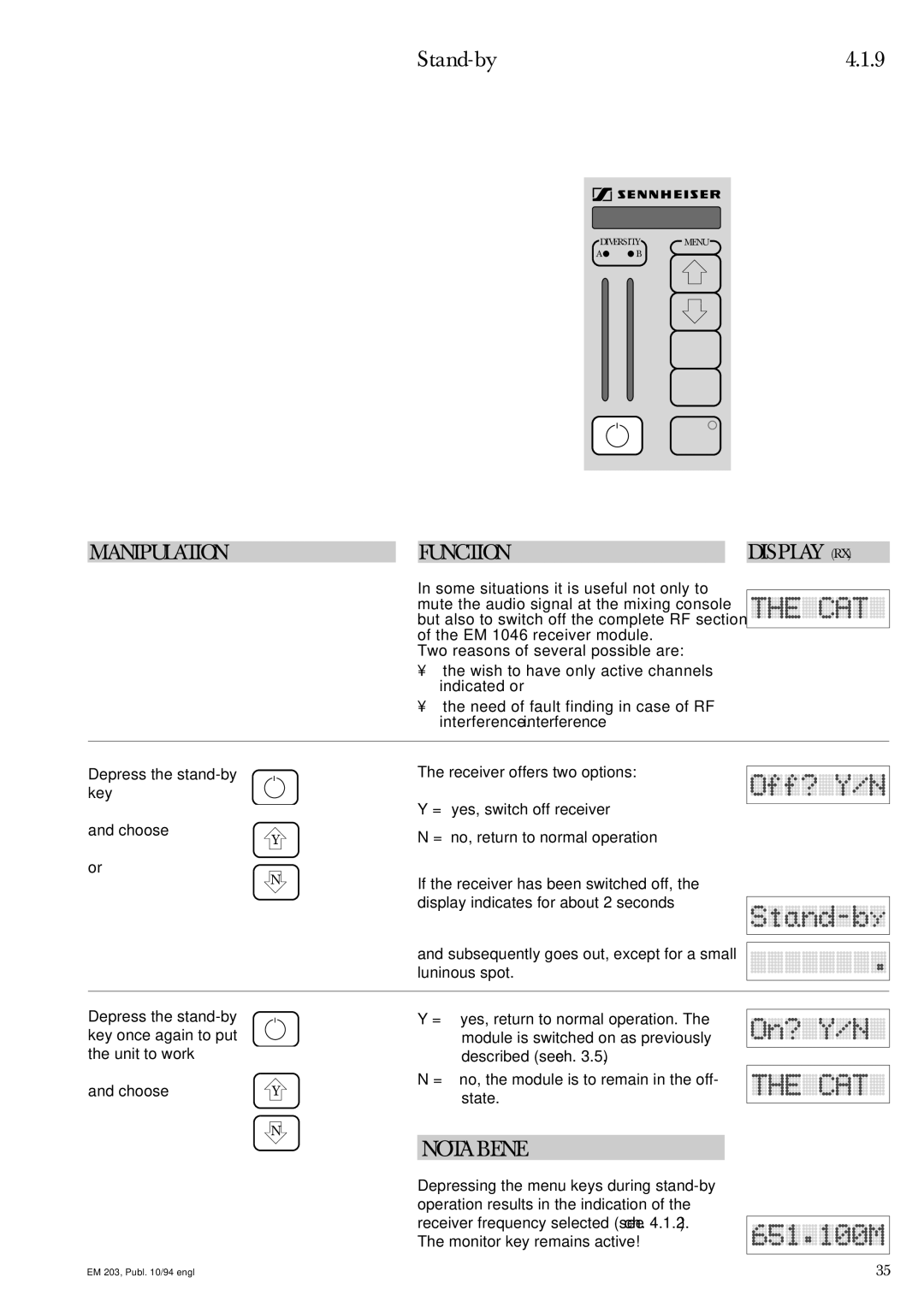 Sennheiser FT-906B20, FT-905A, FT-902S35, FT-906A20, FT-902S15, FT-902S50 manual Set Esc 