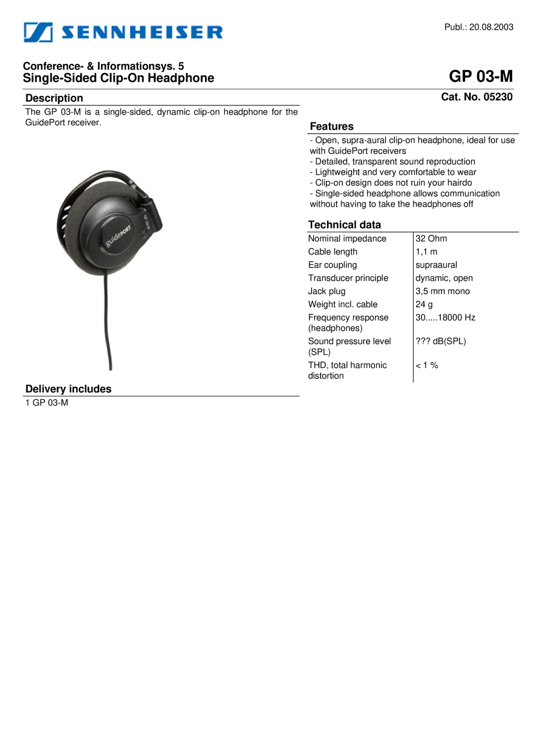 Sennheiser GP 03-M manual 