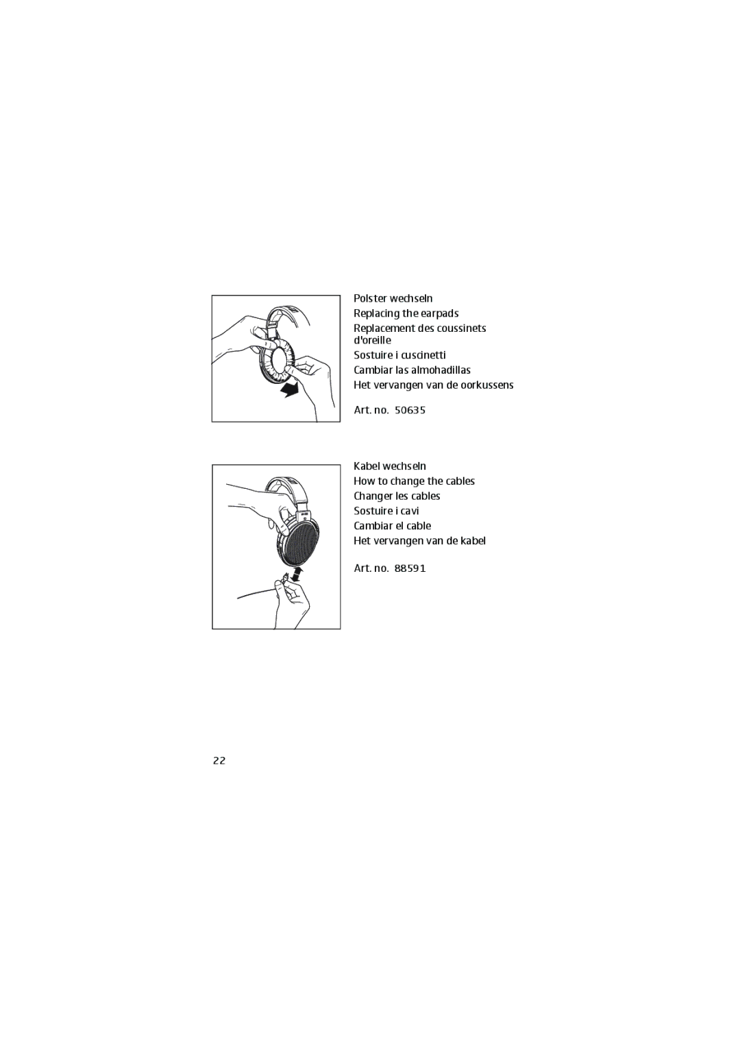 Sennheiser HD 650, 9969 instruction manual Replacement des coussinets doreille 