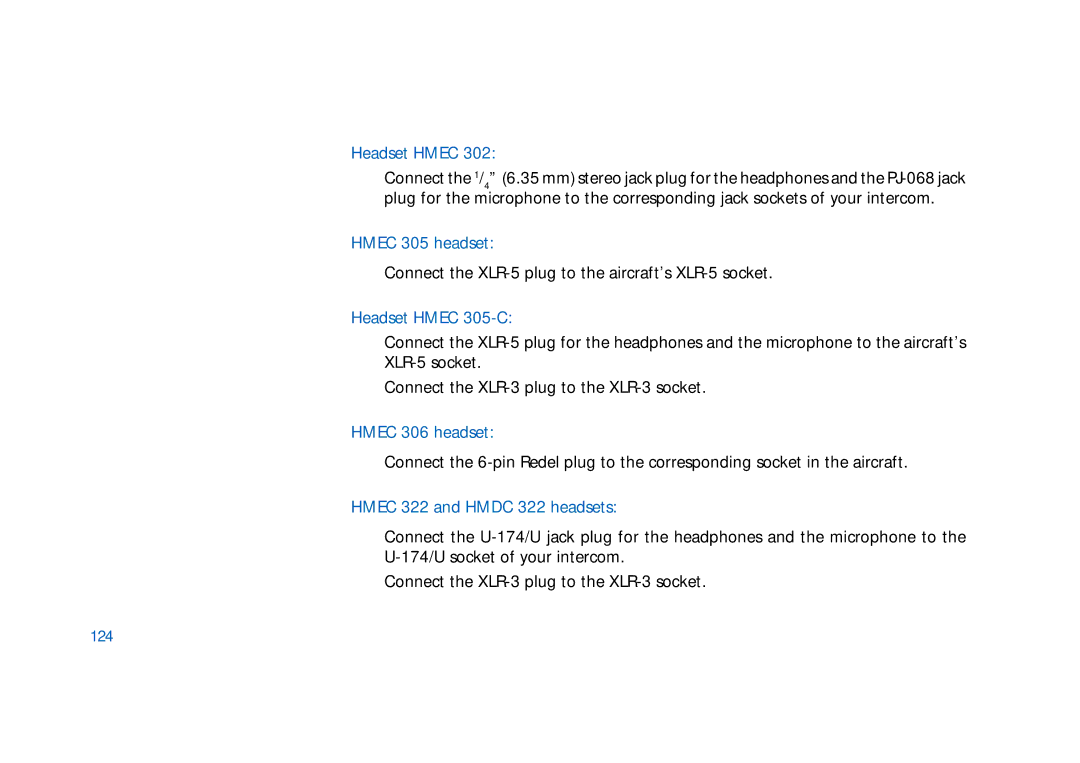 Sennheiser HD400 manual Headset Hmec, 124 