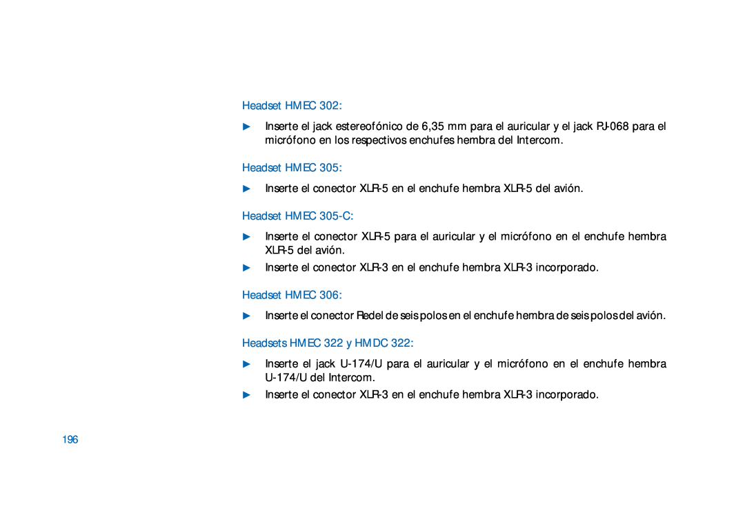 Sennheiser HD400 manual Headset HMEC 305-C, Headsets HMEC 322 y HMDC 