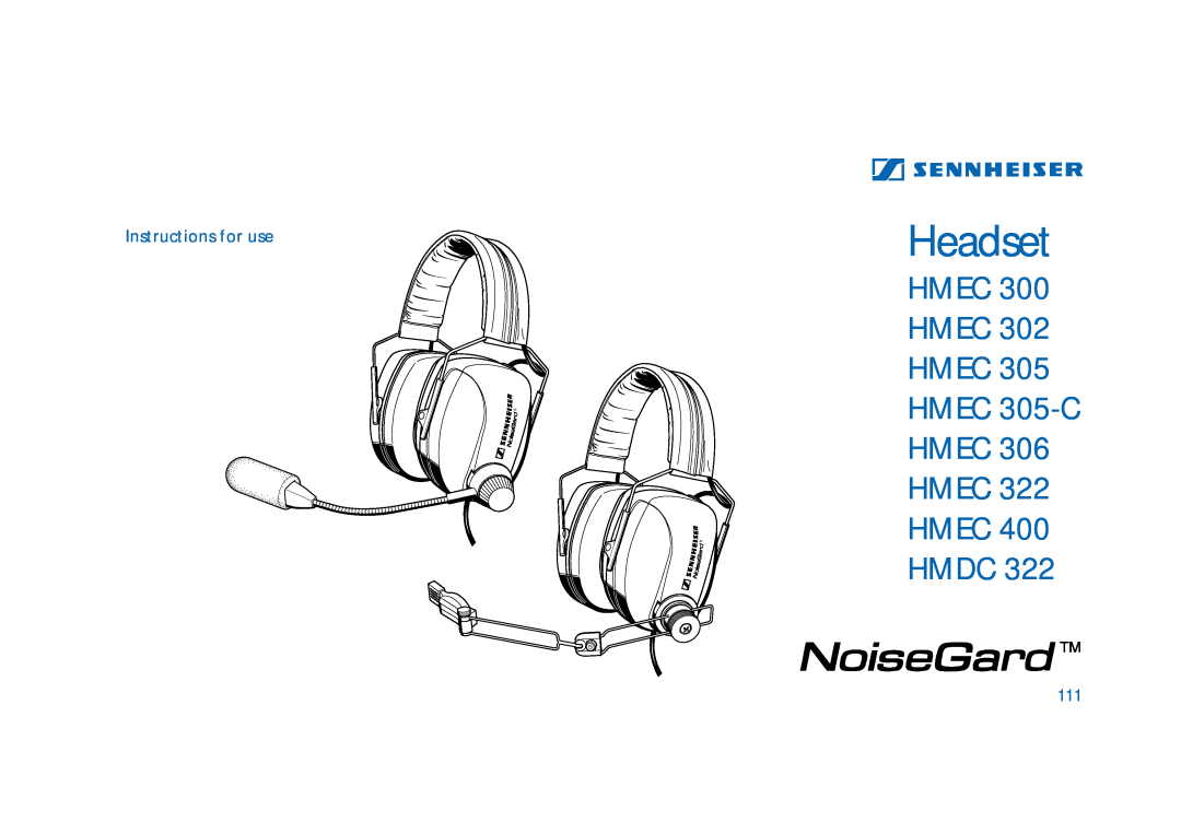 Sennheiser HD400 manual Headset, HMEC HMEC HMEC HMEC 305-C HMEC HMEC HMEC HMDC, Instructions for use 