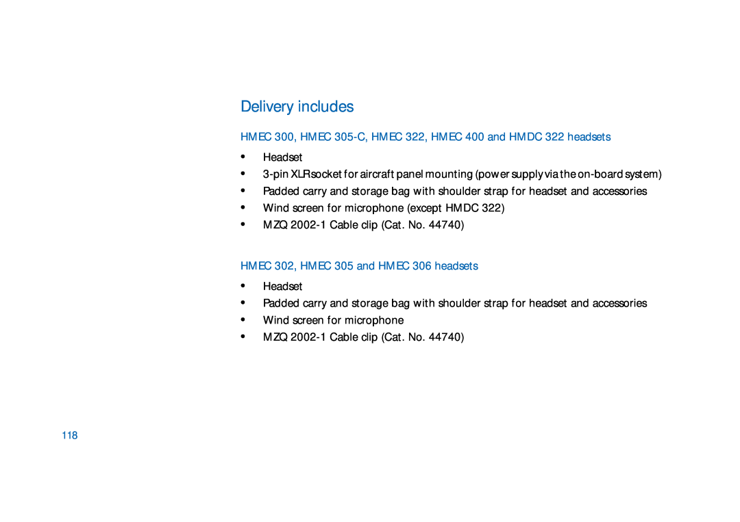 Sennheiser HD400 manual Delivery includes, HMEC 300, HMEC 305-C, HMEC 322, HMEC 400 and HMDC 322 headsets 