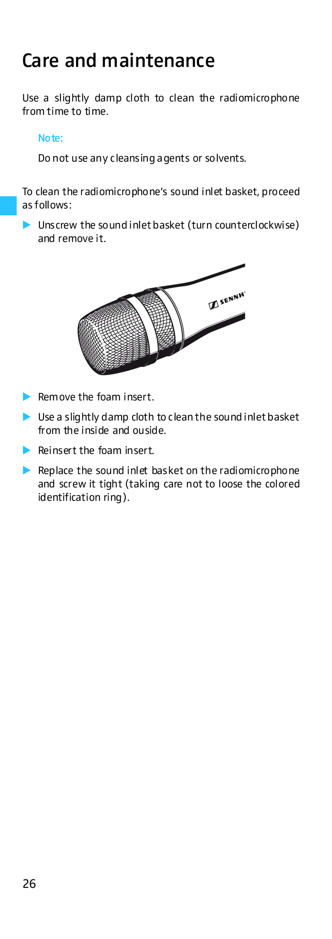 Sennheiser HD500 manual Care and maintenance 