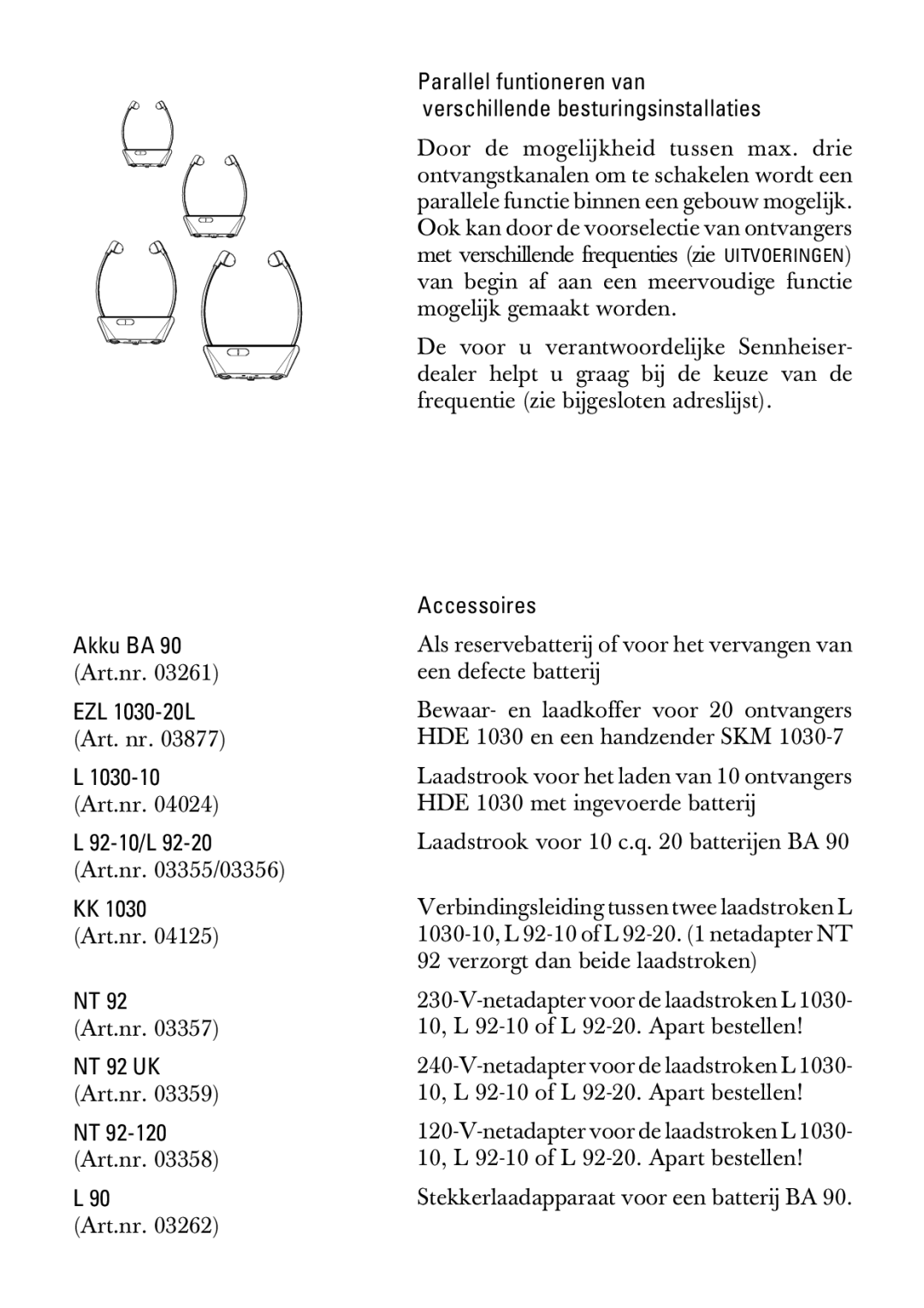 Sennheiser HDE1030 manual Akku BA, NT 92 UK 