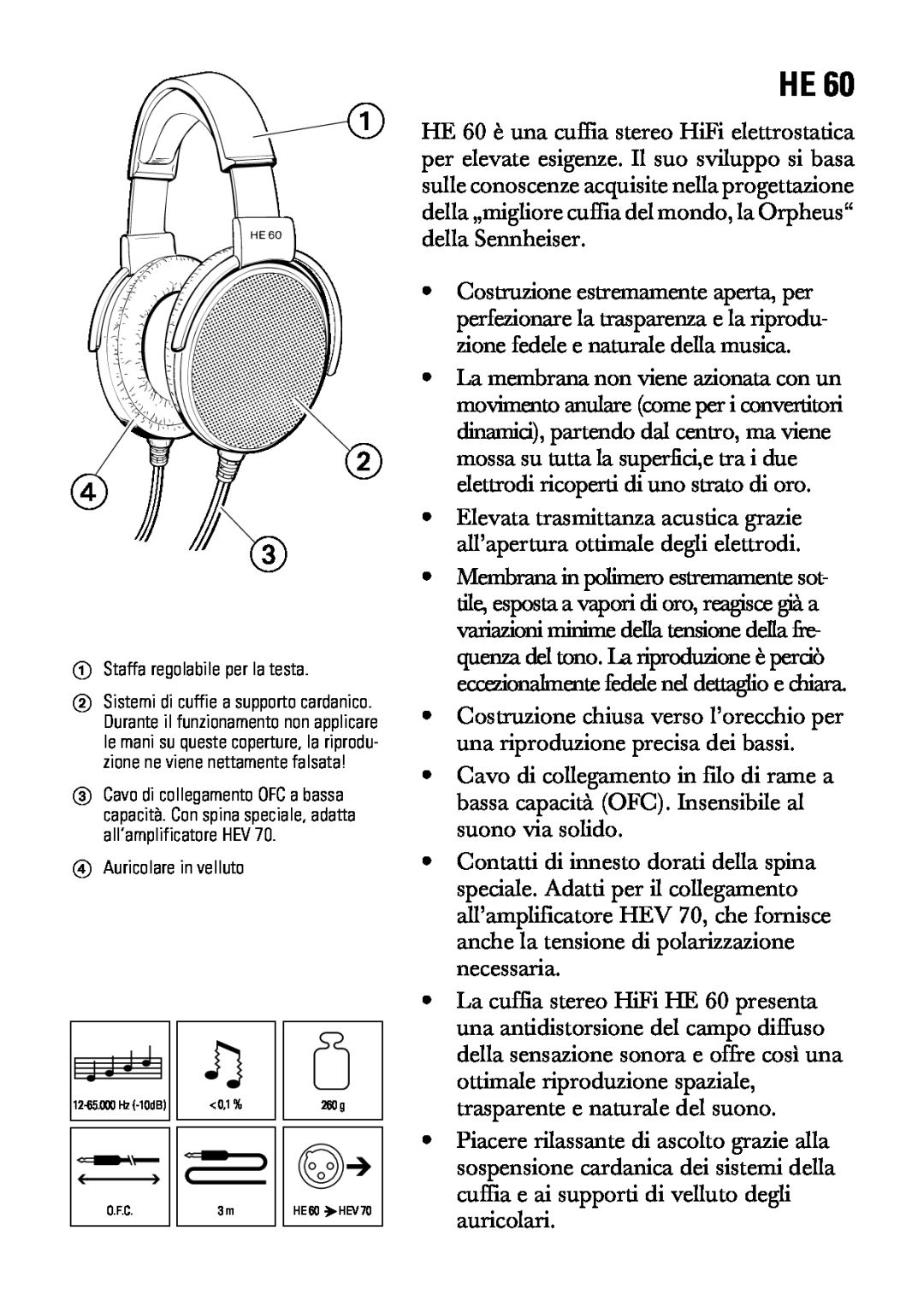 Sennheiser manual HE 60 è una cuffia stereo HiFi elettrostatica 