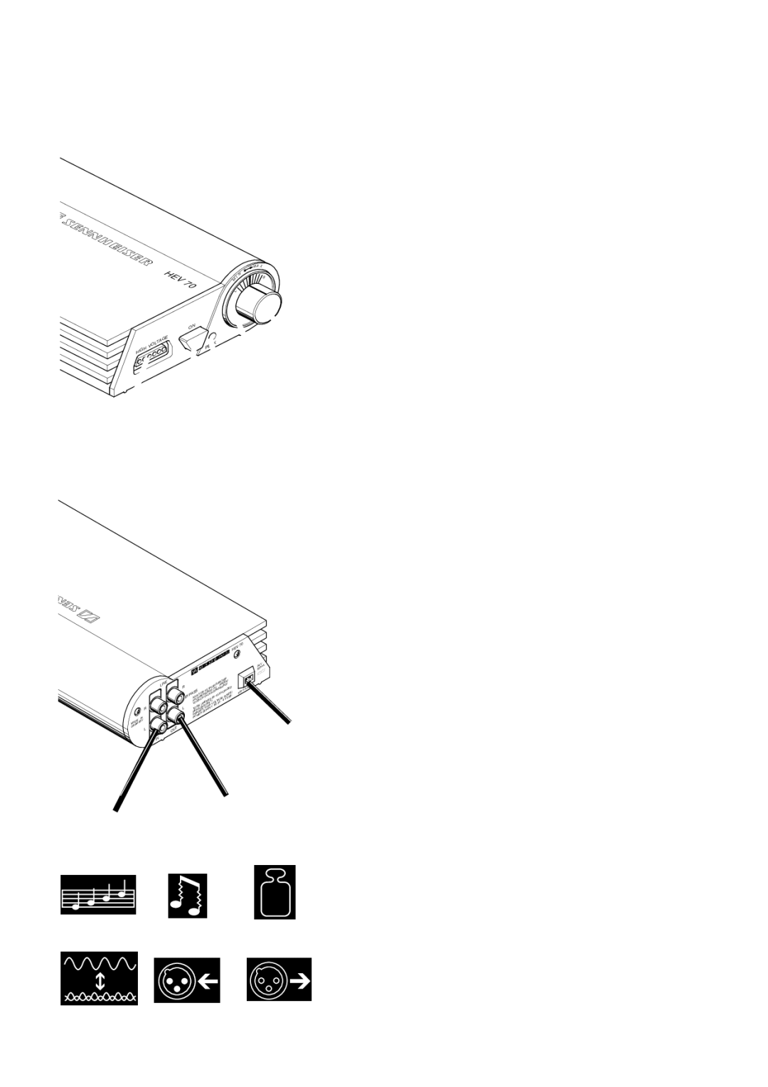 Sennheiser HEV70 manual Collegamenti ed elementi di comando 