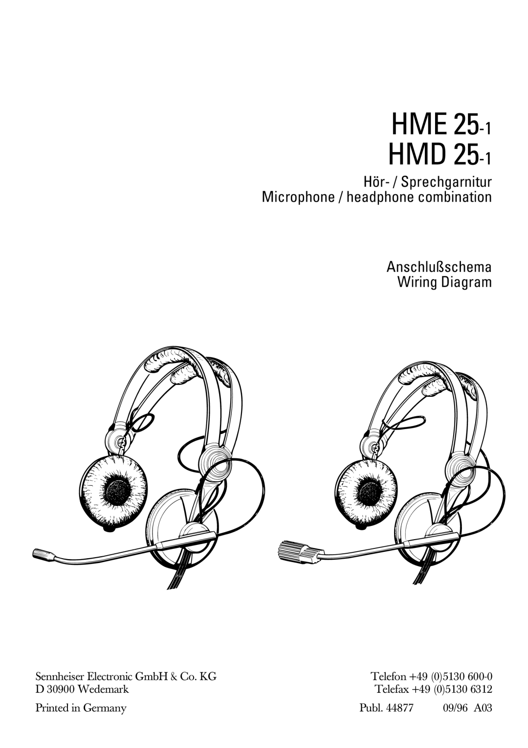 Sennheiser HMD 25-1, HME 25-1 manual Hme Hmd 