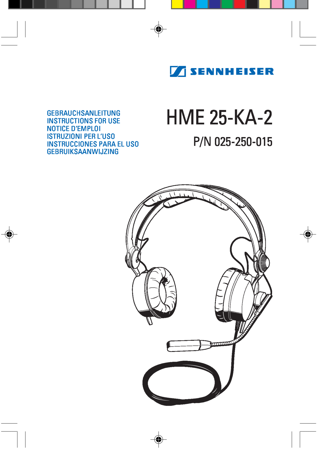 Sennheiser P/N 025-250-015 manual HME 25-KA-2 