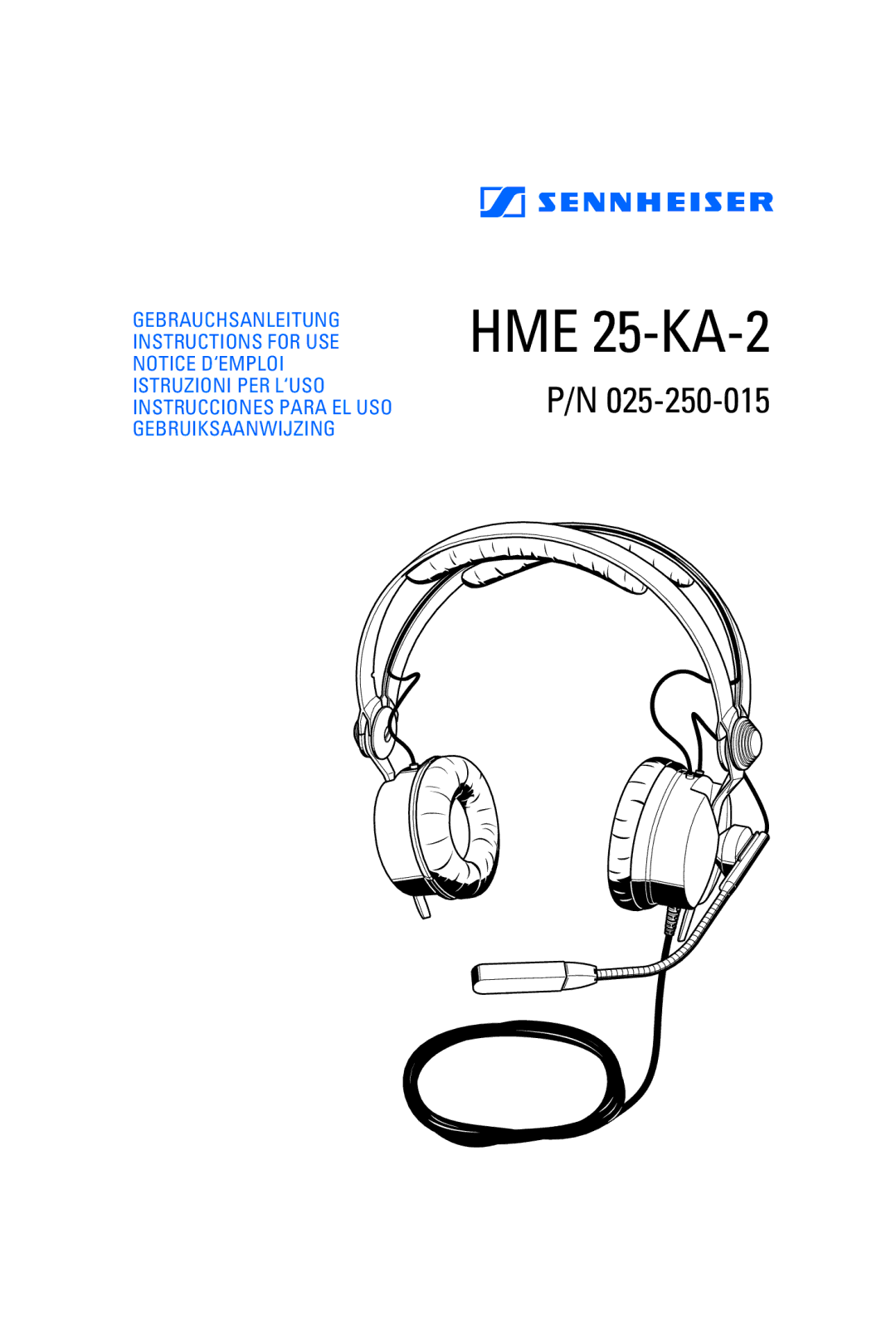 Sennheiser HME 25-KA-2 manual 