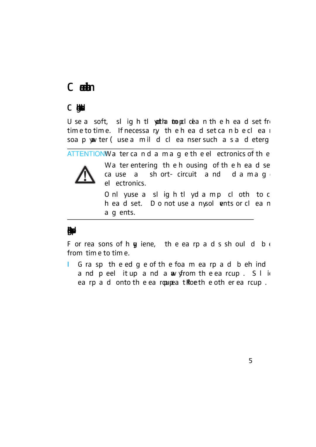 Sennheiser HME 43-K manual Care and maintenance, Cleaning the headset, Replacing the earpads 