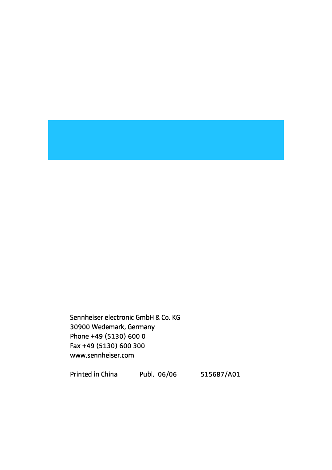 Sennheiser HME 43-K manual Publ. 06/06, 515687/A01 