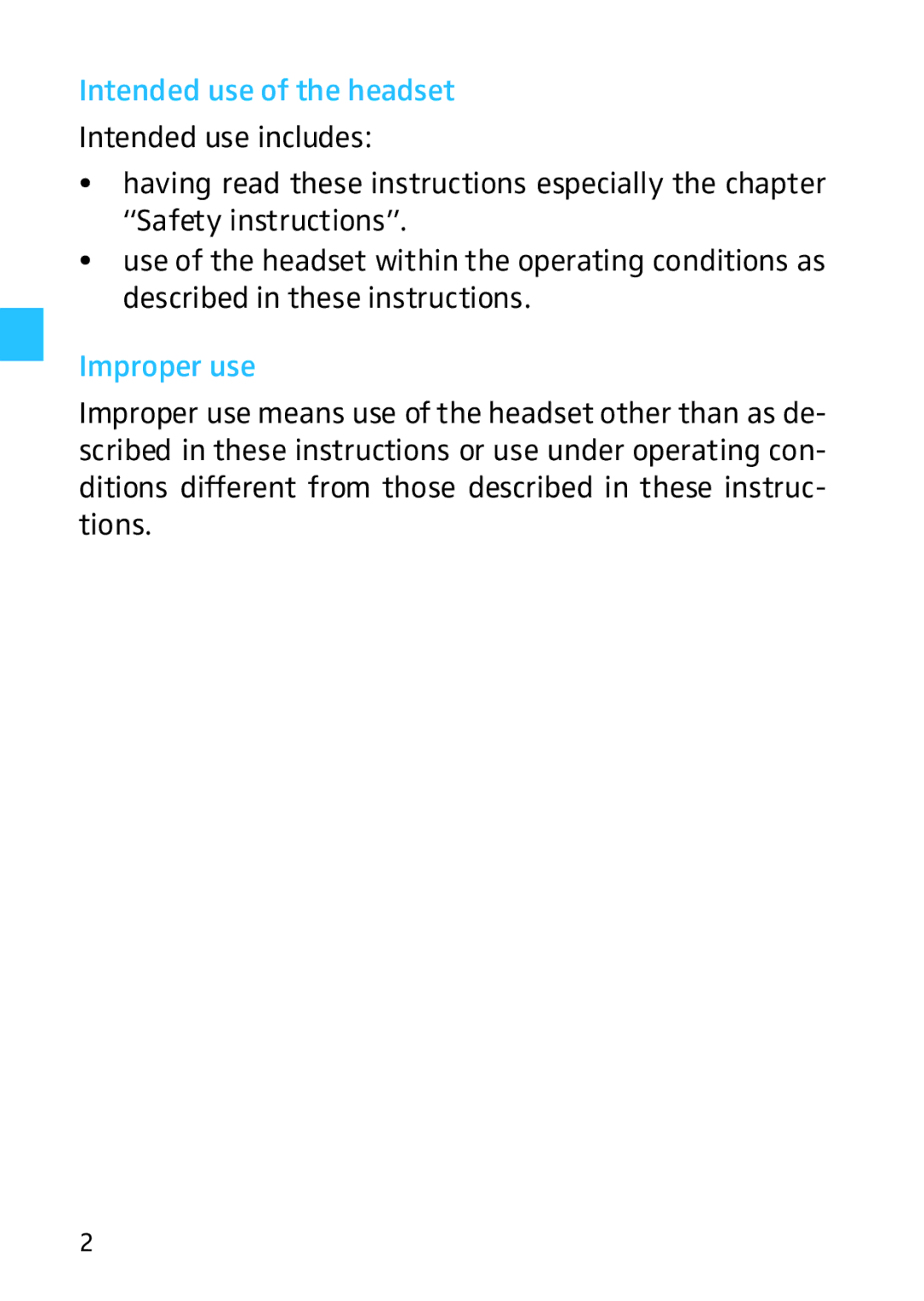 Sennheiser HME 46, HMD 46 manual Intended use of the headset, Improper use 