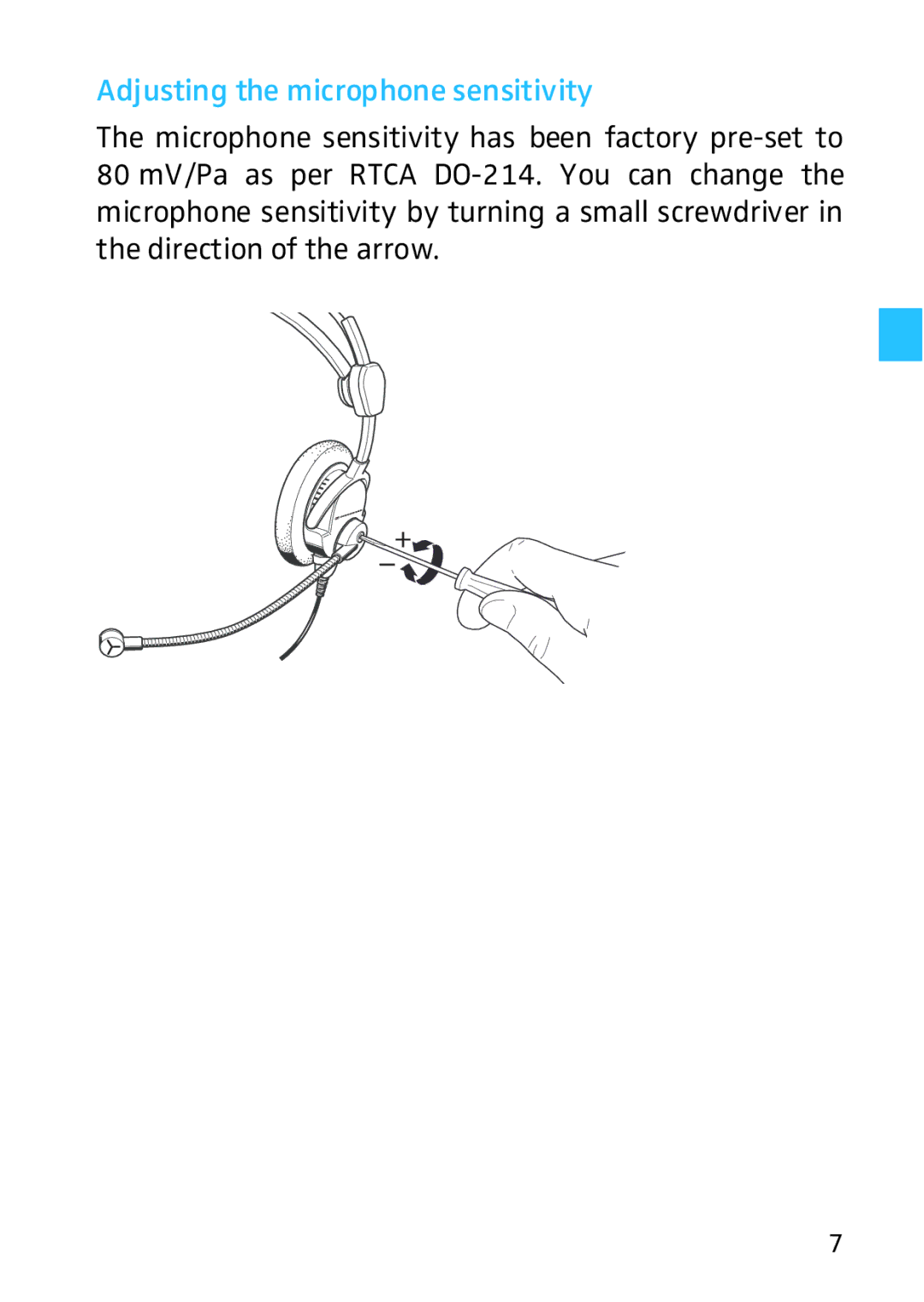 Sennheiser HMD 46, HME 46 manual Adjusting the microphone sensitivity 