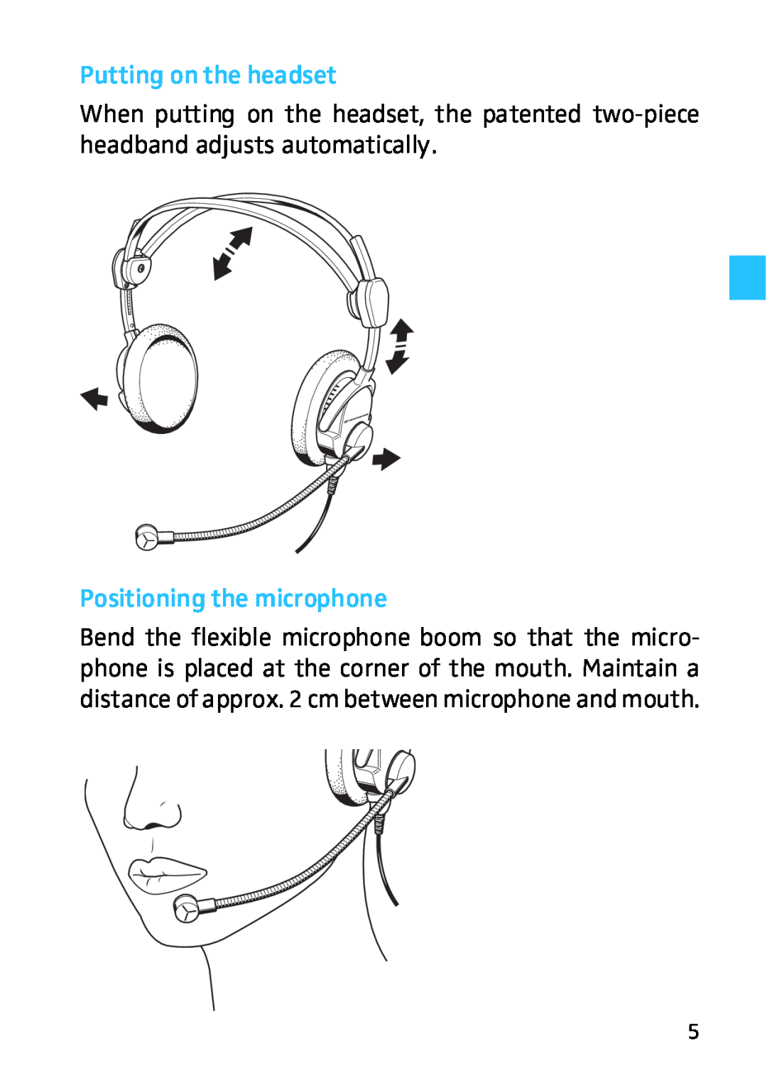 Sennheiser HMD 46, HME 46 manual Putting on the headset, Positioning the microphone 