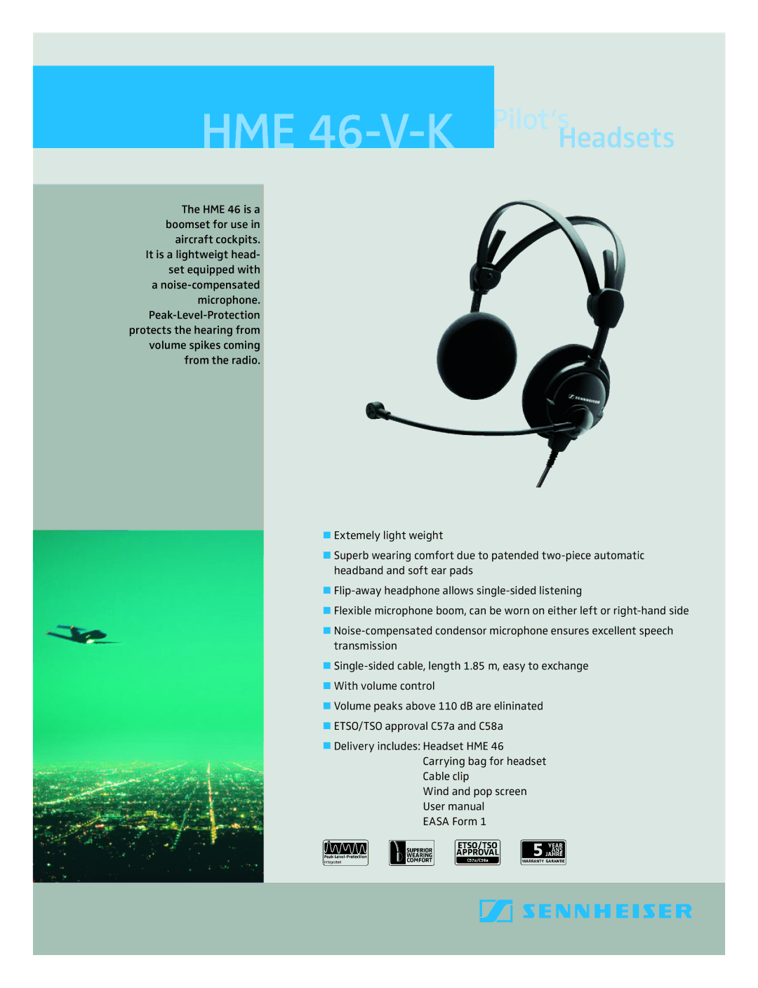 Sennheiser user manual HME 46-V-K Pilot‘sHeadsets 