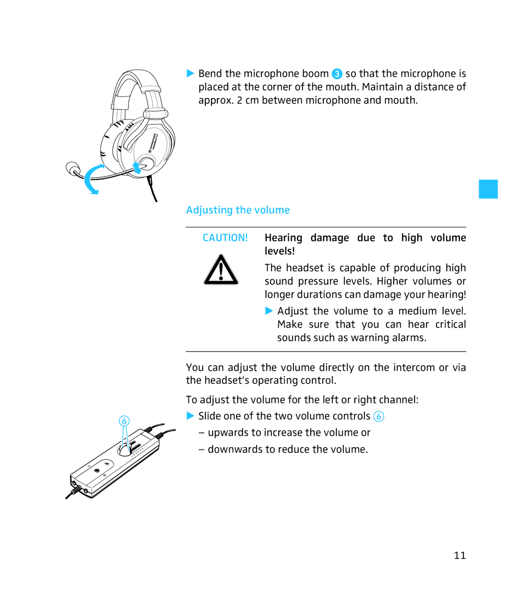 Sennheiser HME 95 instruction manual Adjusting the volume 