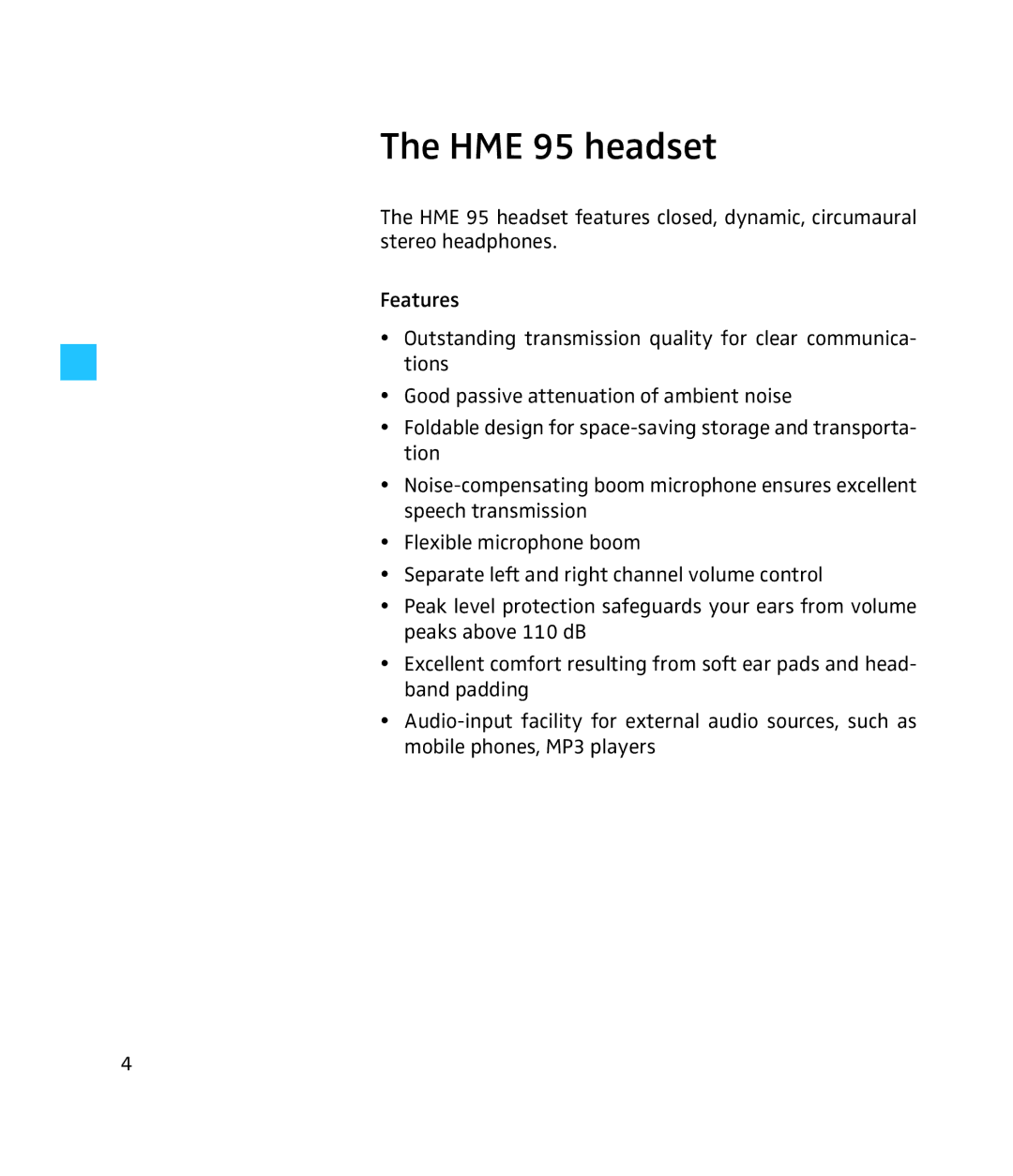 Sennheiser instruction manual HME 95 headset 