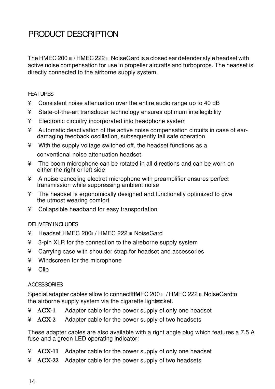 Sennheiser HMEC 200iii manual Product Description, Features, Delivery Includes, Accessories 